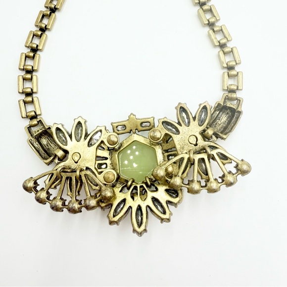 J. Crew Blue Peach Pink Antique Gold Tone Chain Link Statement Necklace - Picture 9 of 10